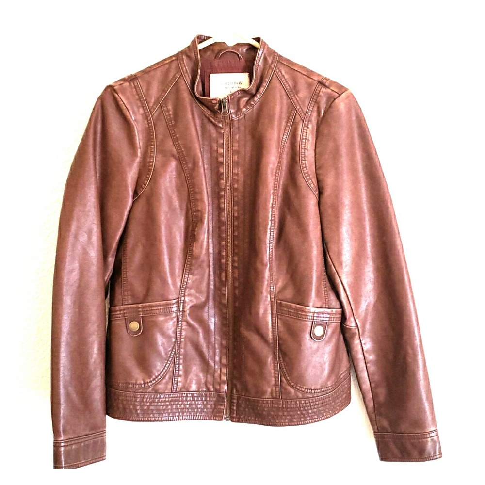 Sonoma Distressed Brown Faux Leather Jacket L